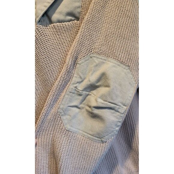 Mens Vtg Orvis Beige Shawl Collar Sweater Elbow Patch Buttons Sz XL - Picture 4 of 6